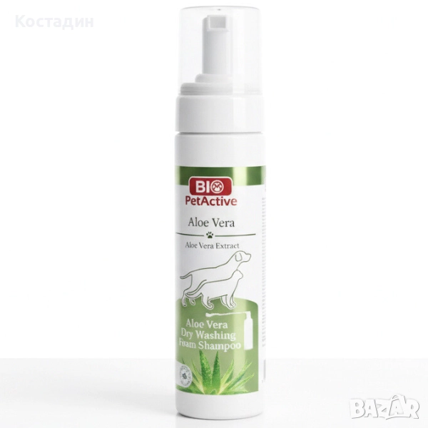 Сух Шампоан за Куче/Коте - с Алое Вера - 200ml - Foam Shampoo - Bio PetActive, снимка 1