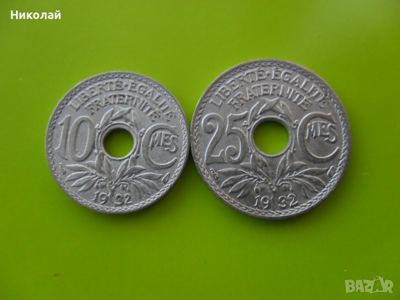 10 , 25 сантима 1932 г. Франция, снимка 1