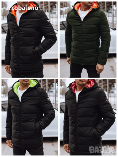 Мъжко зимно ватирано яке с качулка, 4цвята , снимка 1