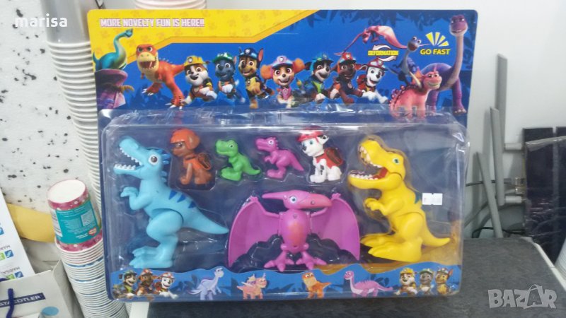 Нов комплект Пес патрул, фигури Paw patrol с динозаври, топери за торта, 7 фигури - 531060, снимка 1