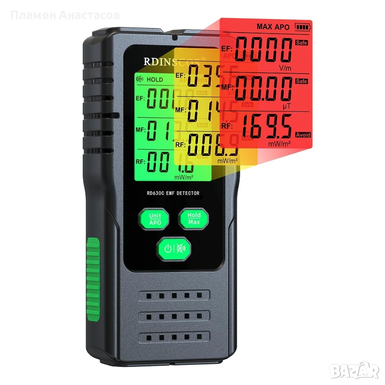 RDINSCOS RD630C EMF Meter – дигитален детектор за електромагнитно излъчване с цветен дисплей, снимка 1