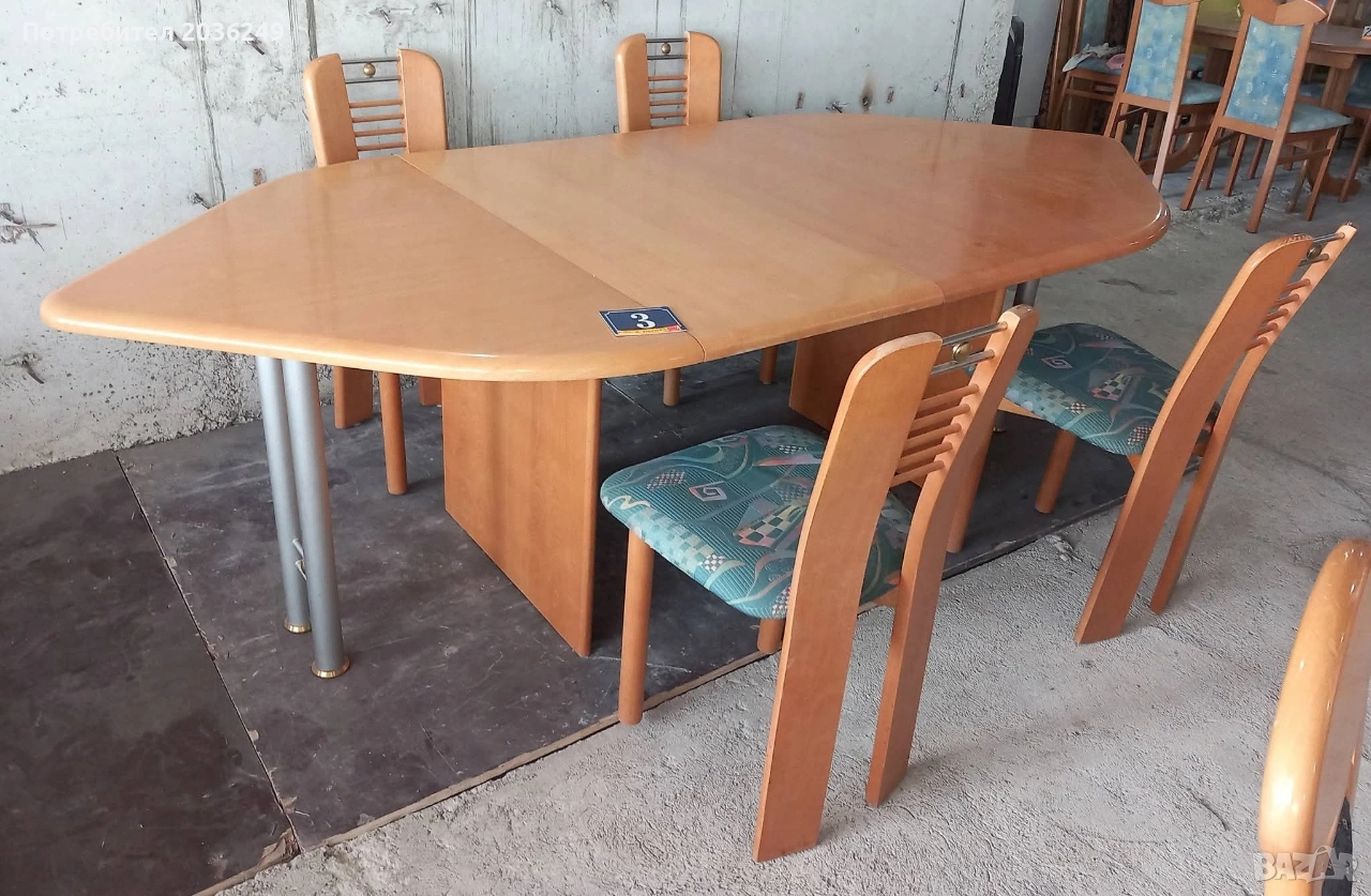 Комплект масивна разтегателна маса с 4 стола- внос, снимка 1