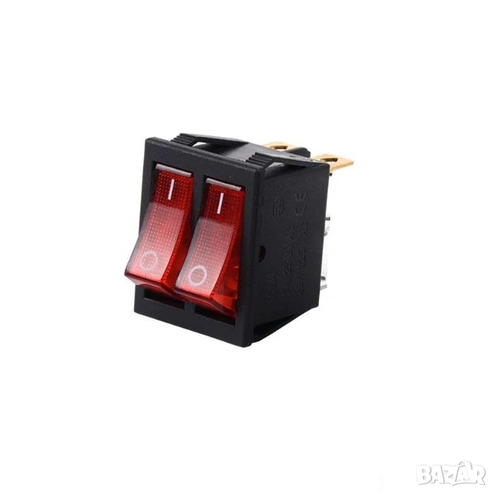 Двоен червен превключвател 20A 125V с две посоки, снимка 1
