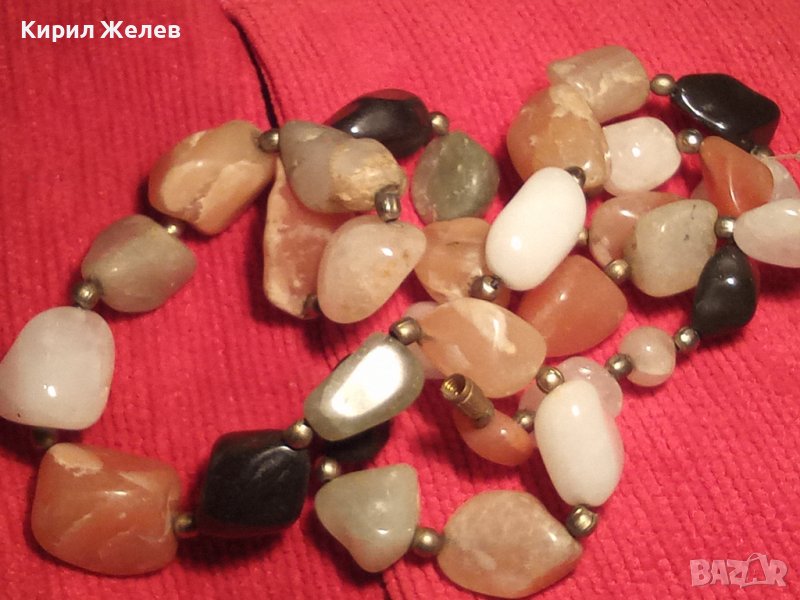 СКЪПОЦЕННО ХЕНД-МЕЙД КОЛИЕ от БЛАГОРОДНИ КАМЪНИ КАРНЕОЛ ХАЛЦЕДОН КВАРЦ АХАТ 22789, снимка 1