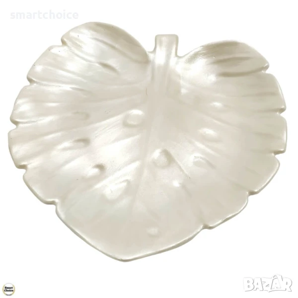 Декоративно керамично плато - Бяло листо 15 см. Модел DM-2007, снимка 1