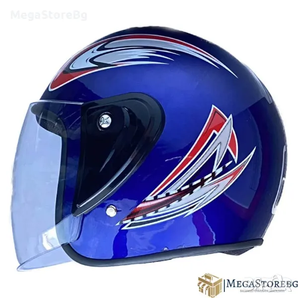 Каска за мотор скутер - 2415 - 4 Синьо, снимка 1