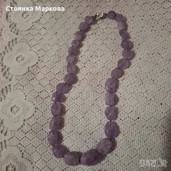 Колие от едри естествени камъни-аметист, снимка 1