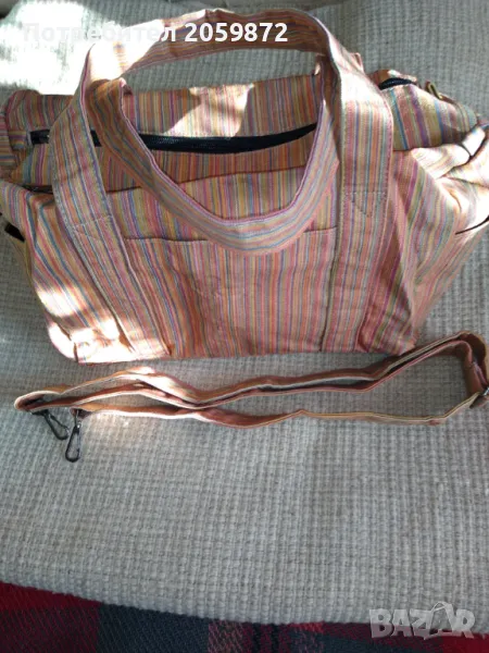 Дамска чанта на ивици, снимка 1