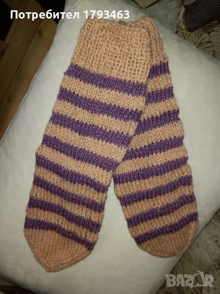 Ръчно плетени вълнени чорапи размер 40, снимка 1