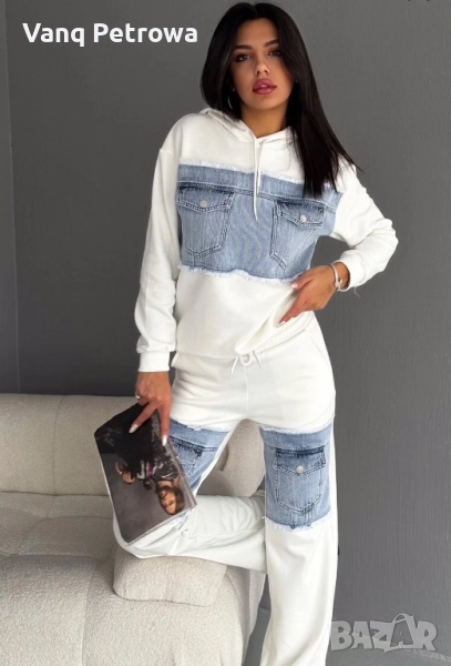 Дамски комплект от памук и деним, снимка 1