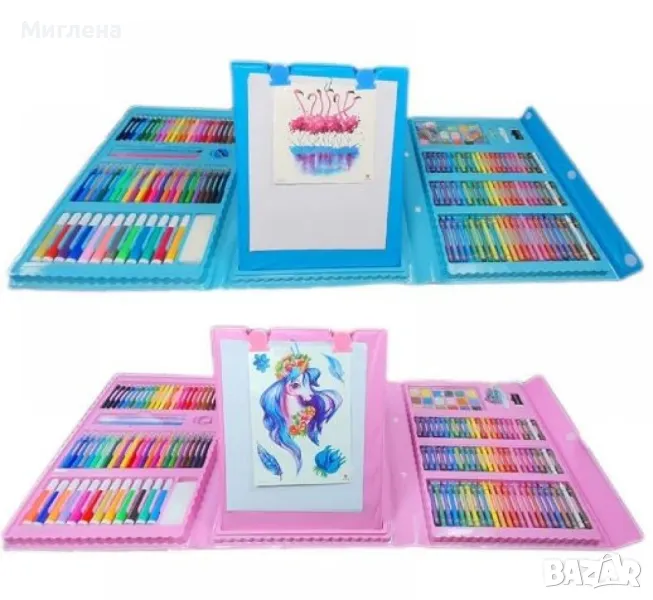 Детски комплект за рисуване в куфар от 208 части / Цвят: Син, розов. /  *ПРОМОЦИЯ*, снимка 1