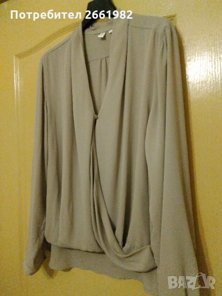 Елегантна копринена блуза с дълъг ръкав-МАКСИ, снимка 1