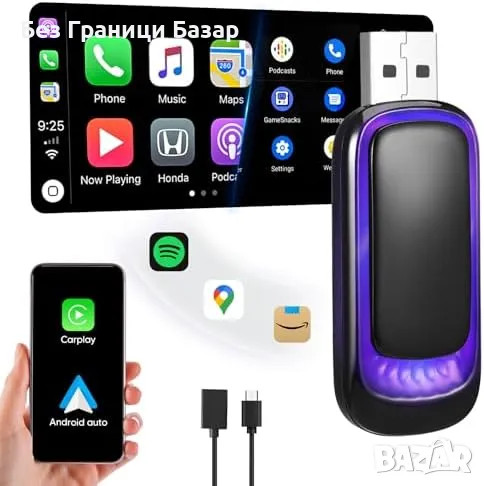 Нов Мини Безжичен CarPlay за iPhone Авто Свързване в Секунди Айфон кола, снимка 1