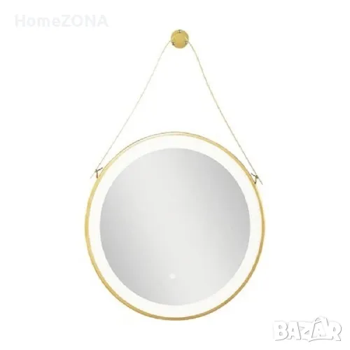 Огледало за баня LED осветление ZI313, 60х60х5 см, златиста рамка, снимка 1