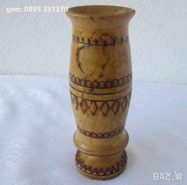 Дървена ваза  стара, снимка 1