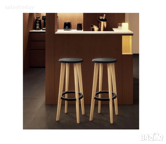 Стол висок, Табуретка с дървени крака, бар стол или комплект, снимка 1