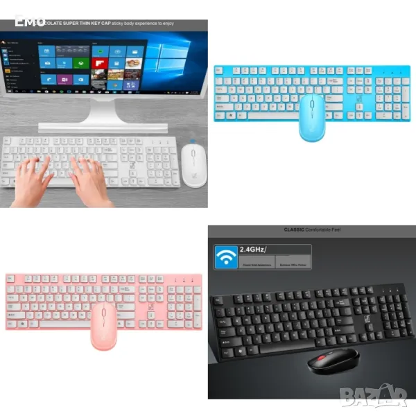 Безжични Wireless клавиатура и мишка за компютър KMT1, снимка 1
