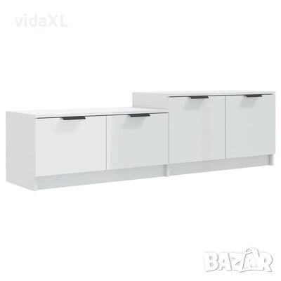 vidaXL ТВ шкаф бял гланц 158,5x36x45 см инженерно дърво（SKU:811490, снимка 1