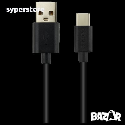 Зареждащ кабел CANYON UC-2, Type C USB 2.0, 2M, Черен SS30234, снимка 1
