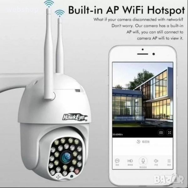 Камера PTZ  Въртяща с WIFI 2MP HawkEye 23 LED , снимка 1