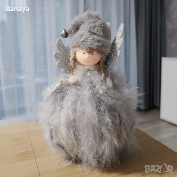 5437 Коледна украса Пухкаво коледно ангелче, 17 см, снимка 1
