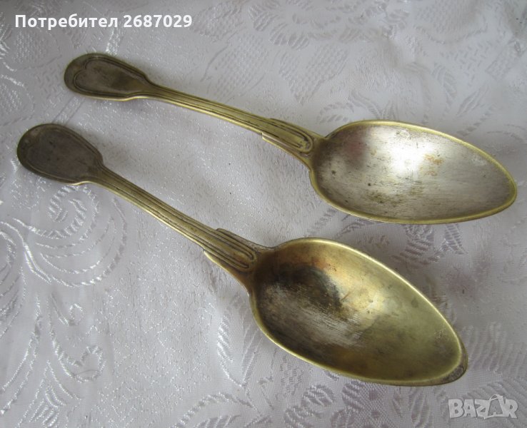по 2 броя лъжици лъжица, метал и големи дървени за декорация, снимка 1