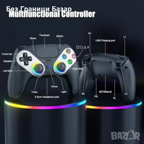 Нов RGB безжичен контролер за PS5 с макро и турбо функции Геймпад PC, снимка 5 - Аксесоари - 51889272