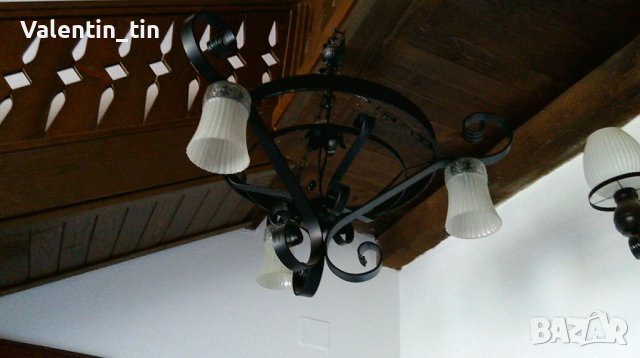 Полилей, абажур от ковано желязо два еднакви , снимка 7 - Лампи за таван - 33671464