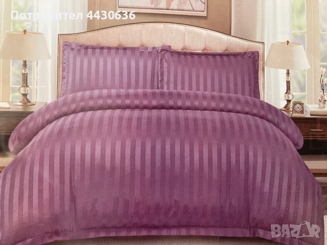 Луксозен спален комплект от памучен сатен – НОВ, снимка 13 - Спално бельо - 52882044