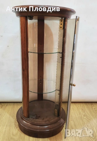 Кръгла витрина от масивно дърво и стъкло – класически стил, снимка 6 - Секции и витрини - 53381224