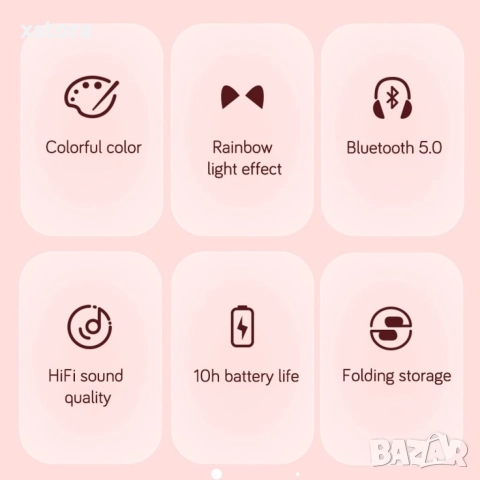 Котешки детски слушалки, Безжични, LED цветни светлини , снимка 4 - Други - 52796495