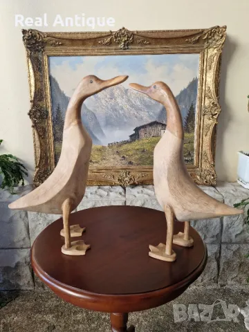 Чифт страхотни антикварни английски дървени фигури статуетки , снимка 3 - Статуетки - 50304666