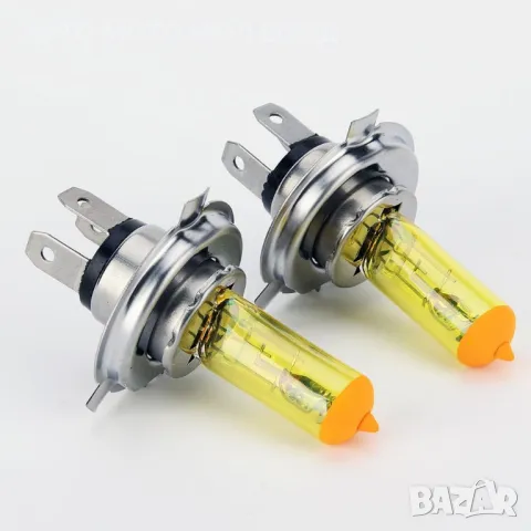 Халогенни крушки H4, 55W/ 2500K/ Жълти - 2 броя., снимка 4 - Аксесоари и консумативи - 49901830