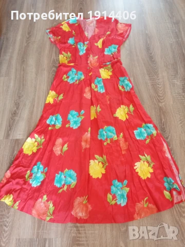 Красива лятна дамска червена рокля на цветя Fabiani