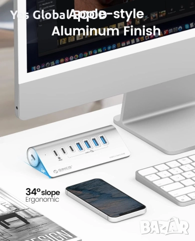 ORICO USB-C хъб 3.2 Gen 2 с 7 порта и 10Gbps скорост, снимка 8 - Джойстици и геймпадове - 52942739