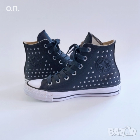 Converse All Star - Leather Black Silver 36