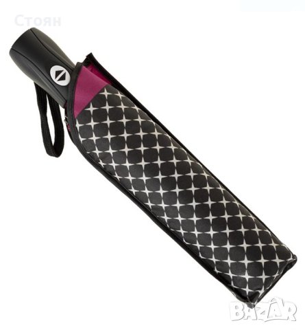 Автоматичен сгъваем чадър за дъжд Черен бордо с бели кръстове 29 см, снимка 4 - Други - 42875672