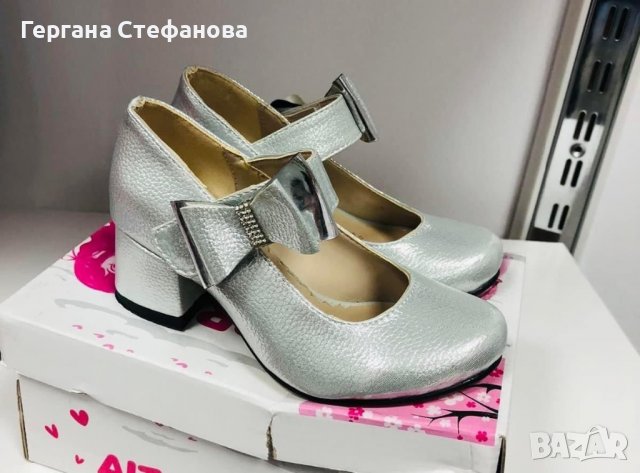 Обувки на ток с панделка Сребристи -26,27,28,29,30 Шампанско-26,27,28,29,30 Цена -35 лв