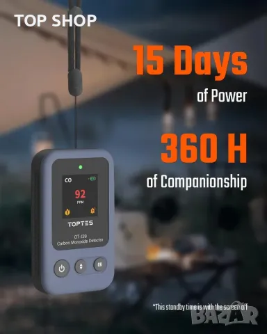 TOPTES OT-139 Преносим детектор за въглероден окис, звукови и визуални сигнали, 0-1000ppm - син, снимка 2 - Други стоки за дома - 49965670