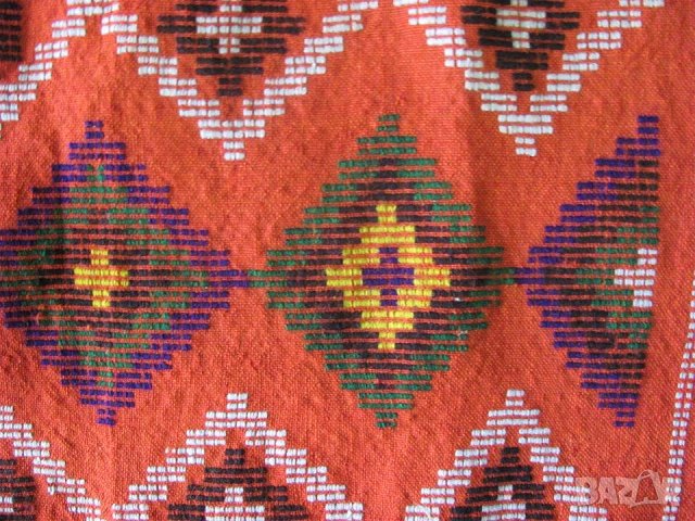 19 век Фолк Арт Ръчно Тъкана и Бродирана Вълнена Възглавница, снимка 4 - Антикварни и старинни предмети - 35197696