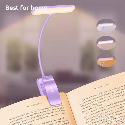 Gritin 19 LED акумулаторна лампа за книги за четене в леглото 