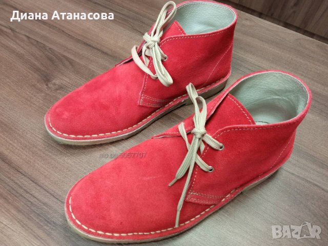 Дамски червени боти естествен велур № 39, снимка 4 - Дамски боти - 42440471