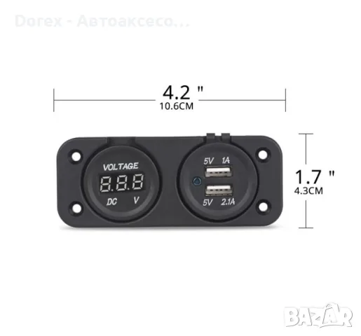 Волтметър с 2 USB порта за кола, снимка 2 - Аксесоари и консумативи - 56198891