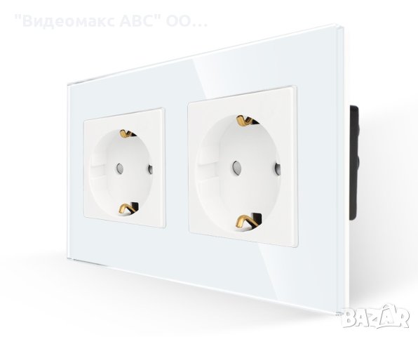 Двоен контакт 16A, комплект с кристална рамка, "LUX-ON" - БЯЛ, СИВ, ЧЕРЕН, ЗЛАТИСТ 