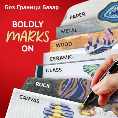 Нови Акрилни маркери Sharpie 5 цвята Earth Tones за декорация с фини върхове, снимка 4 - Други - 53960720