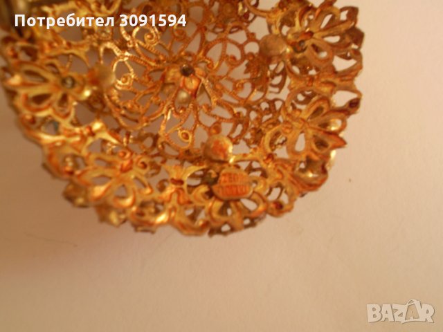 Брошка  със кристал  тип рубини Чехословакия маркирана, снимка 12 - Антикварни и старинни предмети - 35554114