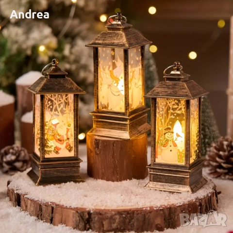 Коледен ретро фенер, снимка 2 - Декорация за дома - 52107665