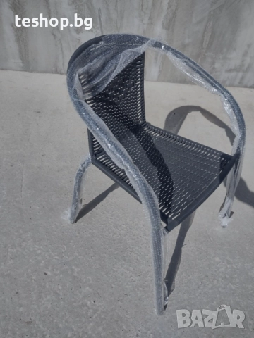 Градински стол ратан/метален 56х54х74 см, снимка 7 - Градински мебели, декорация  - 51612441