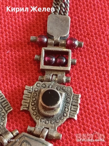 Колекционерско сребърно колие с ГРАНАТ,ОНИКС Японски стил ювелирна изработка 50804, снимка 4 - Колиета, медальони, синджири - 53015381