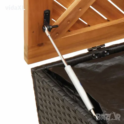 vidaXL Външна кутия за съхранение черна 110x50x54 см PE ратан акация, снимка 8 - Ракли - 56147359
